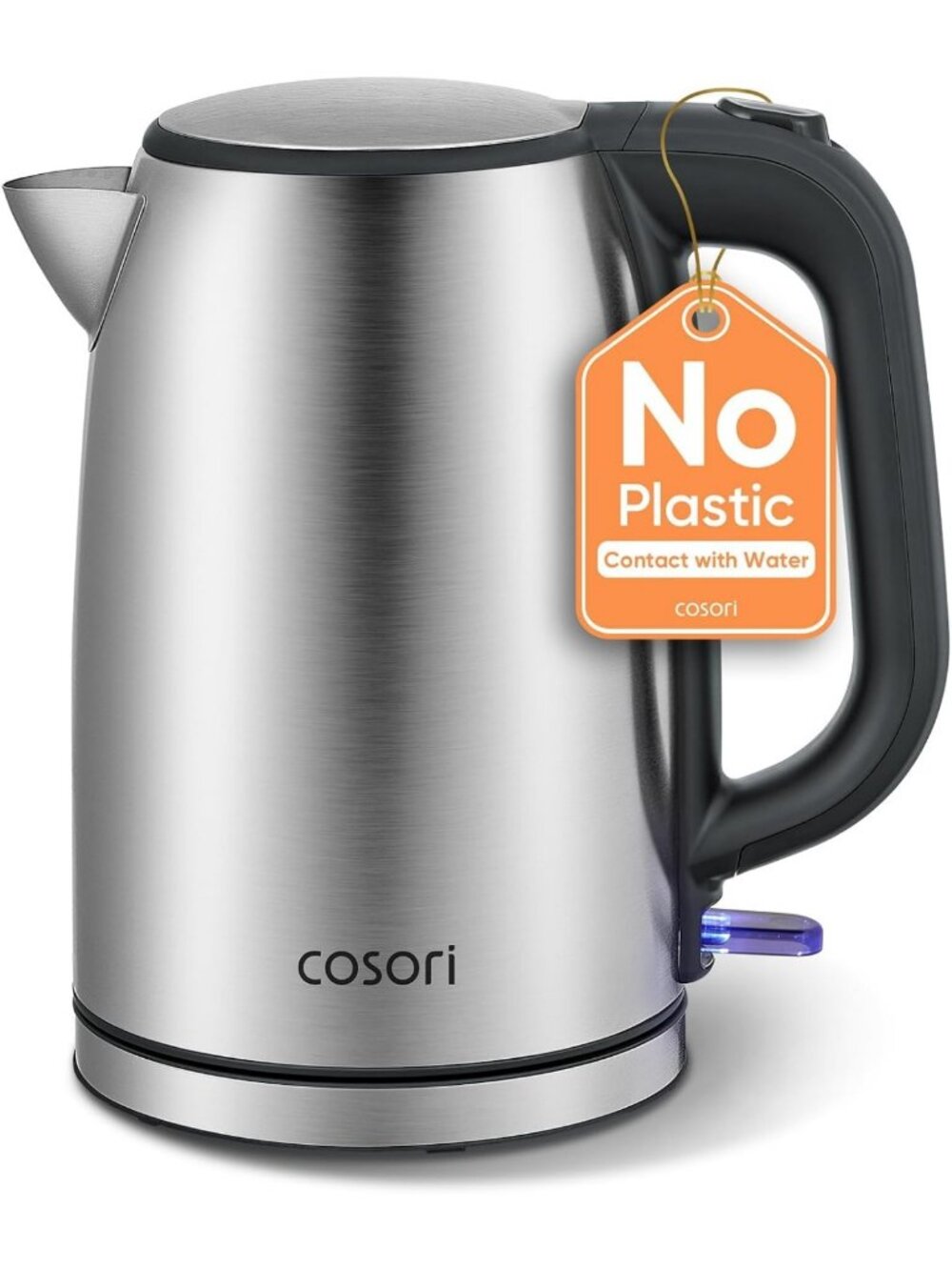 Stainless Steel Electric Kettle, 1.7L, No Plastic Contact, Fast Boil, Durable